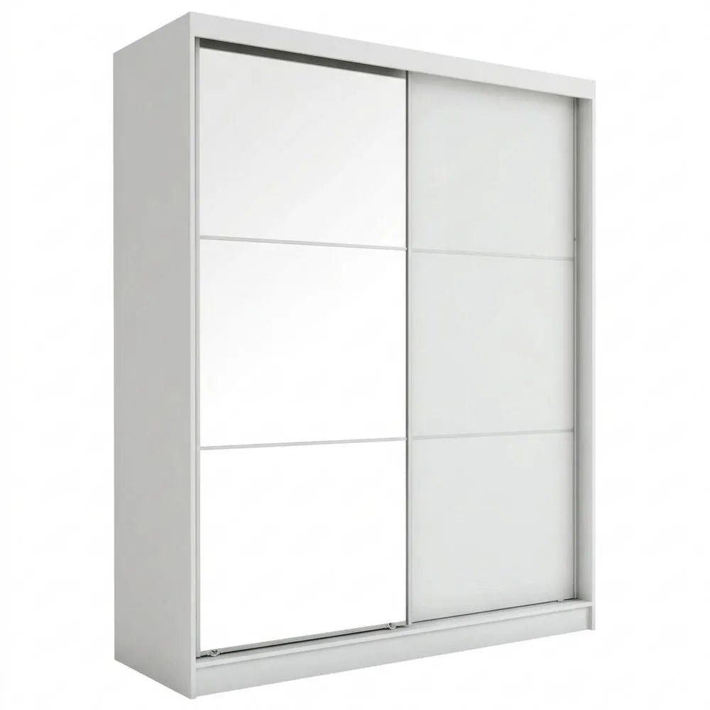 Spiegelschrank mit Schiebetüren und Kleiderstange, 2-türig, weiß, 120 cm