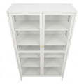 Hochschrank mit Glastüren und Regalfächern, Weiß 90x40x180cm