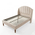 Komfortables Einzelbett 90x200 cm mit Lattenrost und Kopfteil, Beige