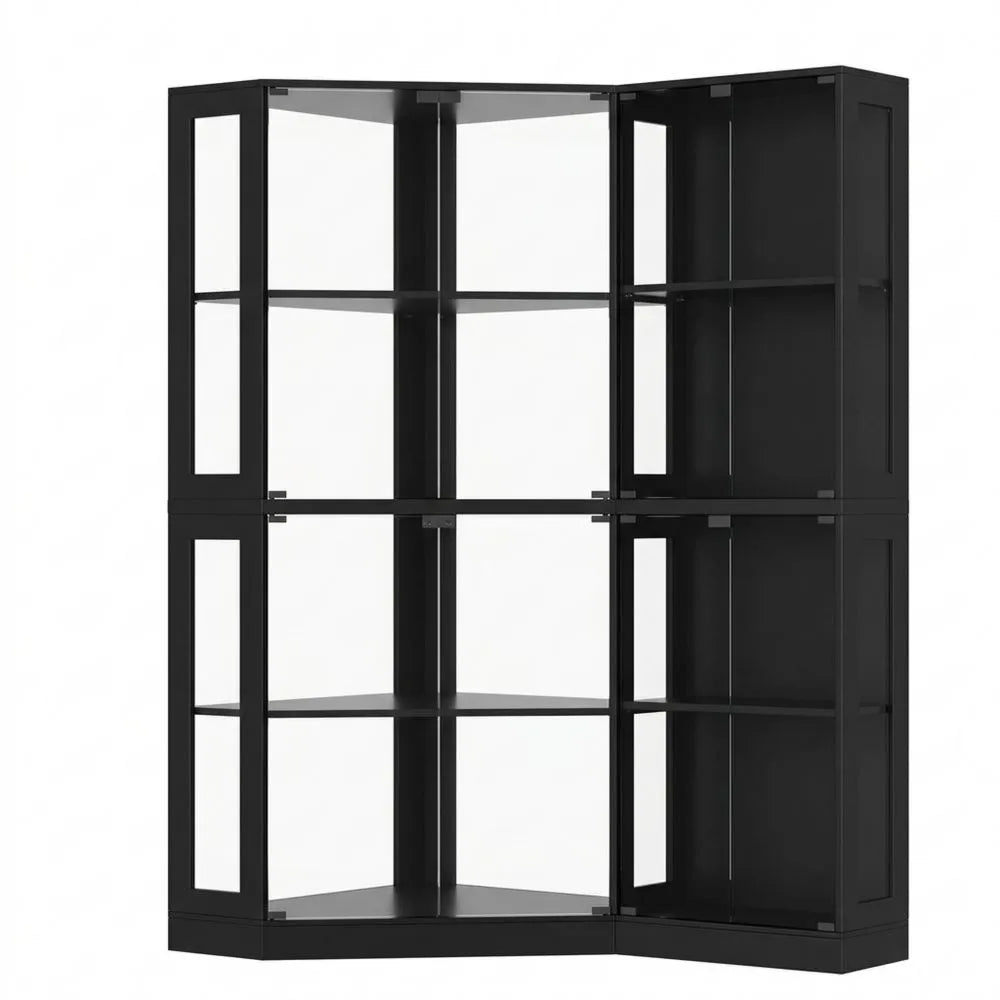 Eckvitrine mit LED-Beleuchtung und Bewegungssensoren