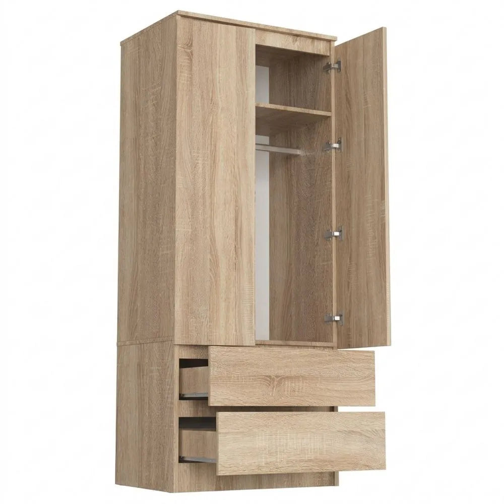 Moderner Kleiderschrank mit Schubladen für verschiedene Räume - 180x60x51cm - Eiche