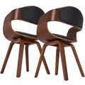 Ergonomische Esszimmerstühle mit gepolsterter Rückenlehne, Kunstleder & Holz, bis 150 kg belastbar, Walnuss/Schwarz